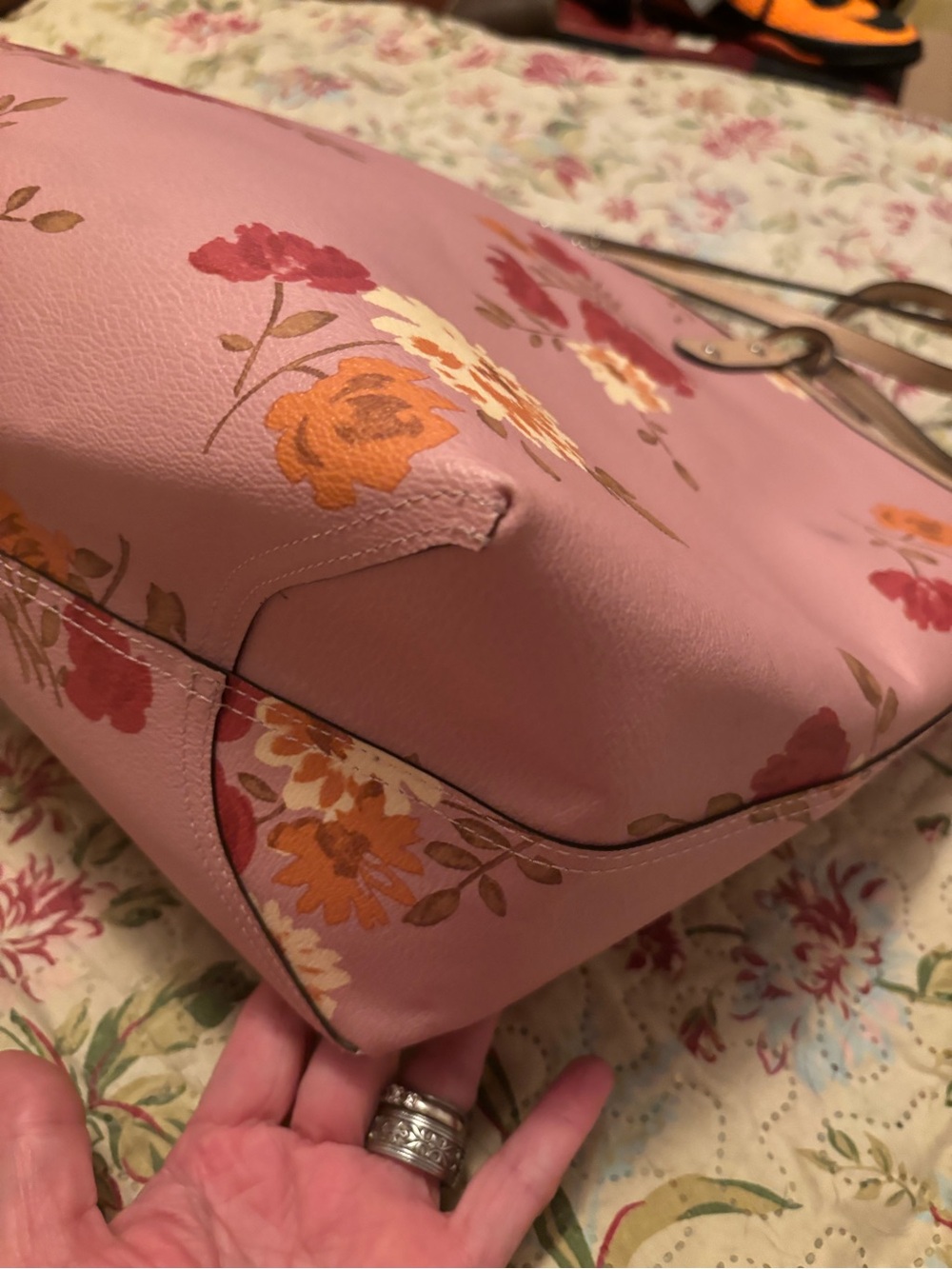 Coach Peony Floral print Tote with Tan Trim - Picture 9 of 16